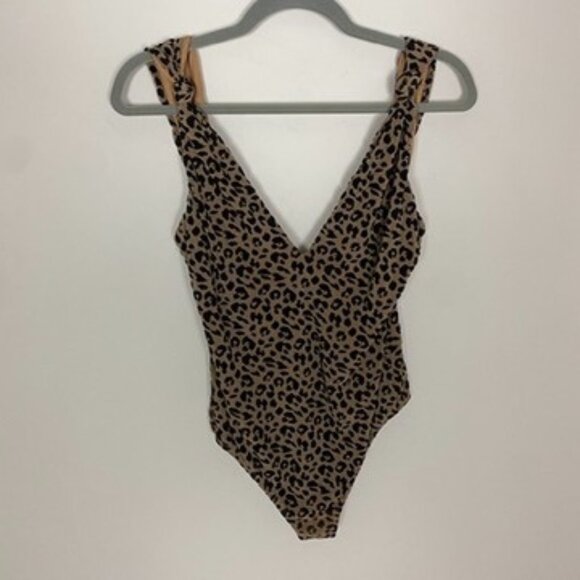 Majorelle Revolve Kiana Bodysuit in Tan Black Leopard Animal Print - Picture 2 of 9